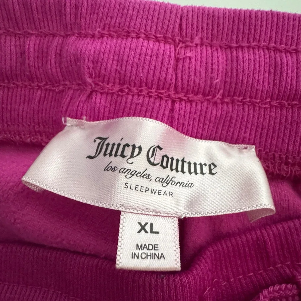 Juicy Couture Magenta Pink Velour Rhinestone Logo Wide‎ Leg Sleepwear Pants XL